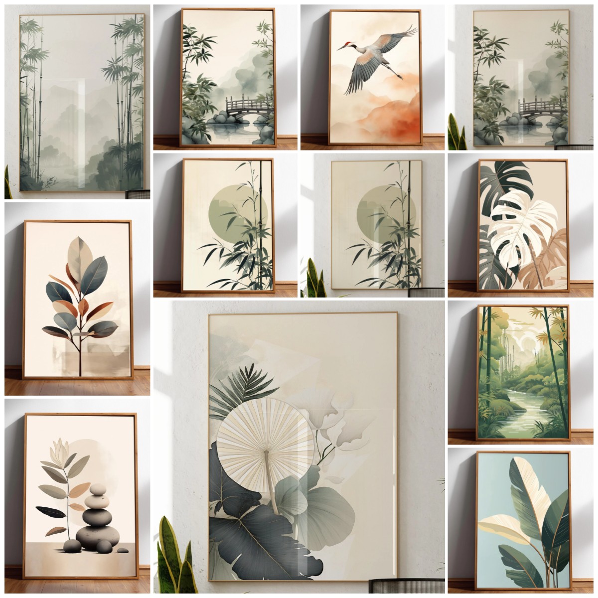 Japanese Zen Lifestyle - Japandi Wall Art Minimal Botanical Minimalist