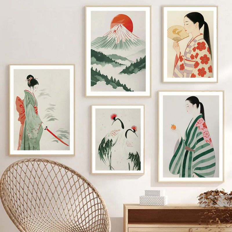 Japanese Zen Lifestyle - Mount Fuji & Crane Japanese Wall