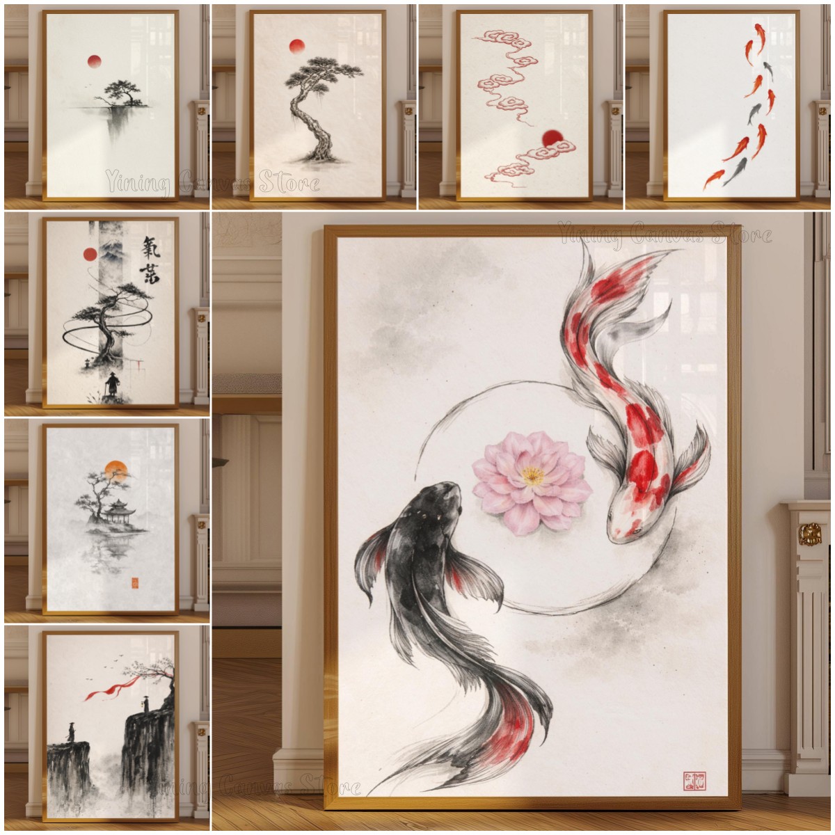 Japanese Zen Lifestyle - Japanese Ink Wash Landscape Poster, Sumi-e