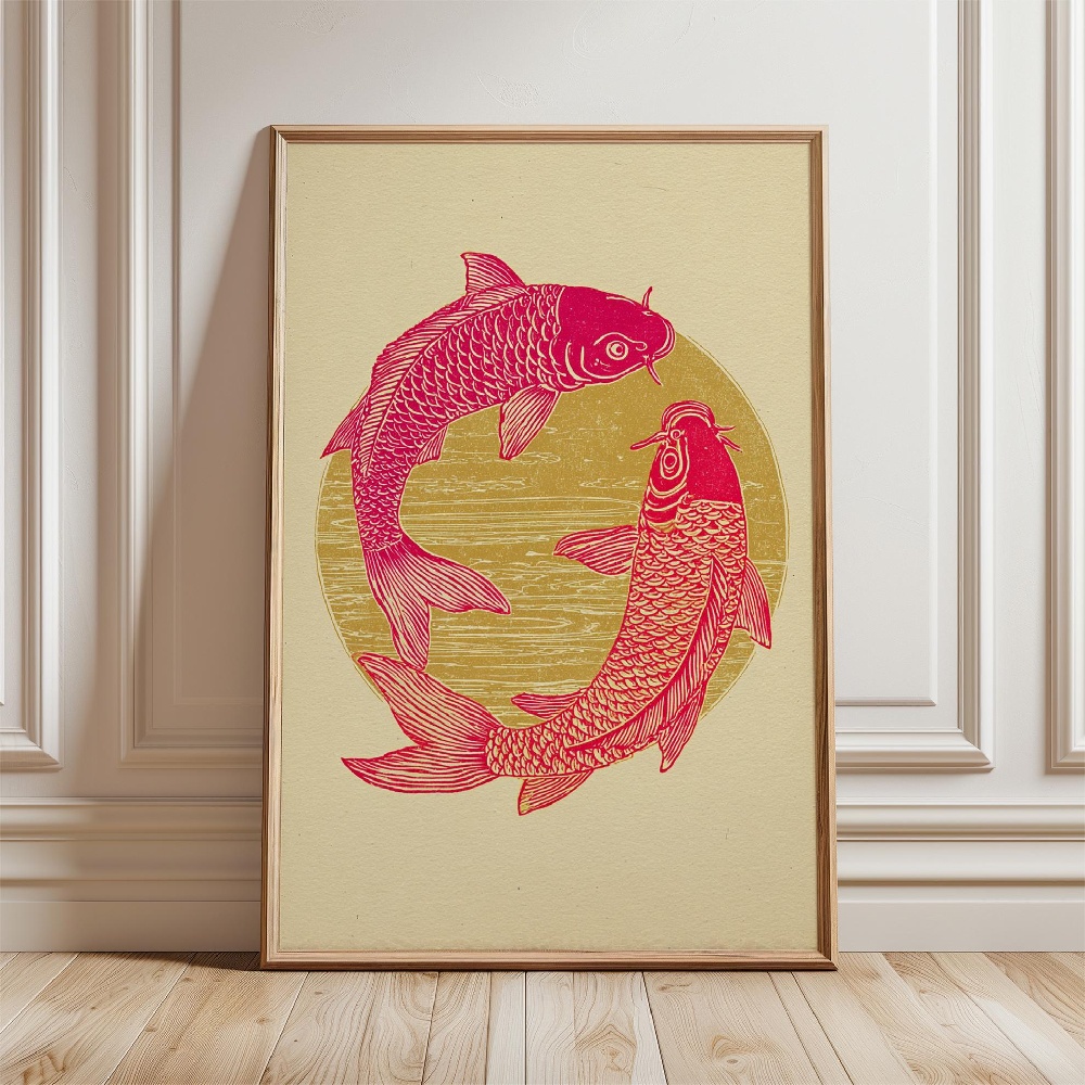 Gold Fish Poster Japanese Koi  - đánh giá và giá Japanese Zen Lifestyle