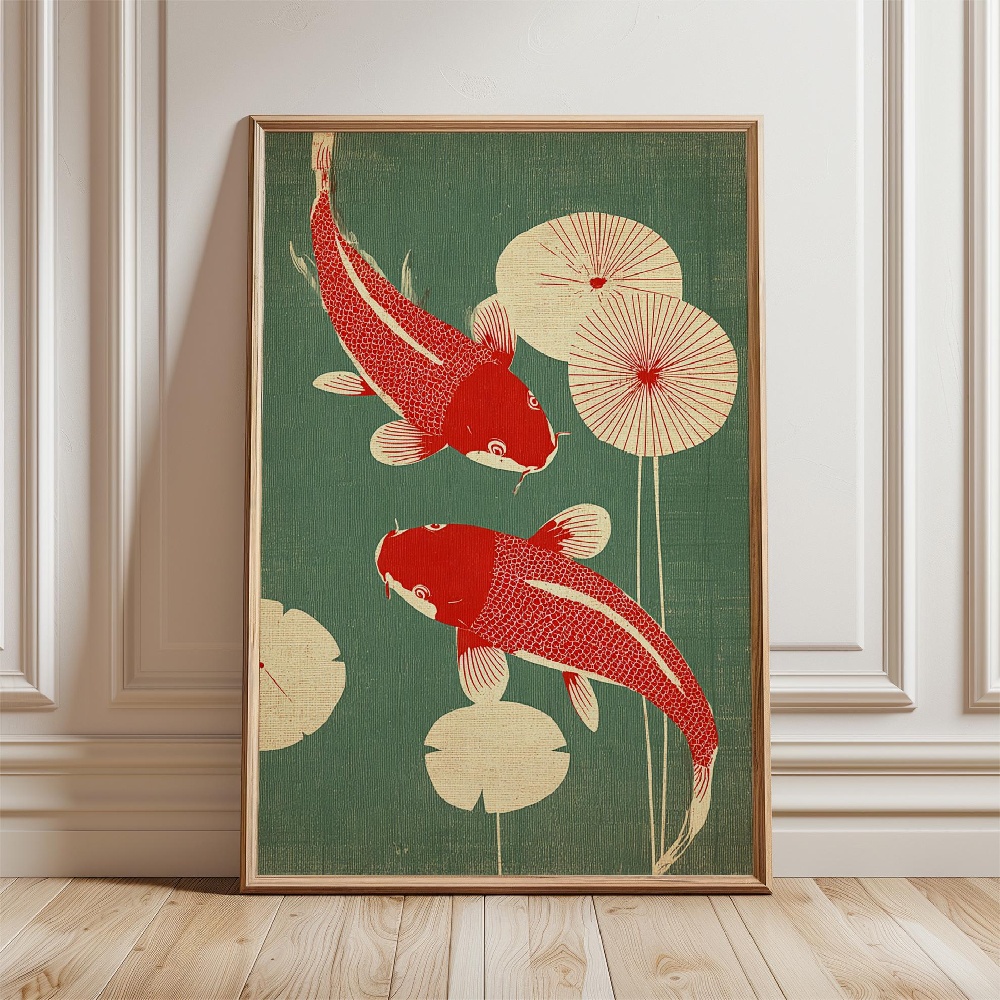 Gold Fish Poster Japanese Koi  - đánh giá và giá Japanese Zen Lifestyle
