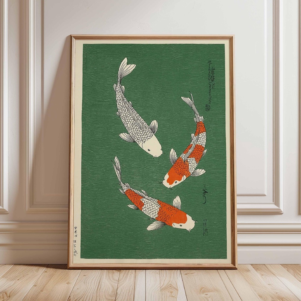 Japanese Koi Fish Poster Gold  - đánh giá và giá Japanese Zen Lifestyle
